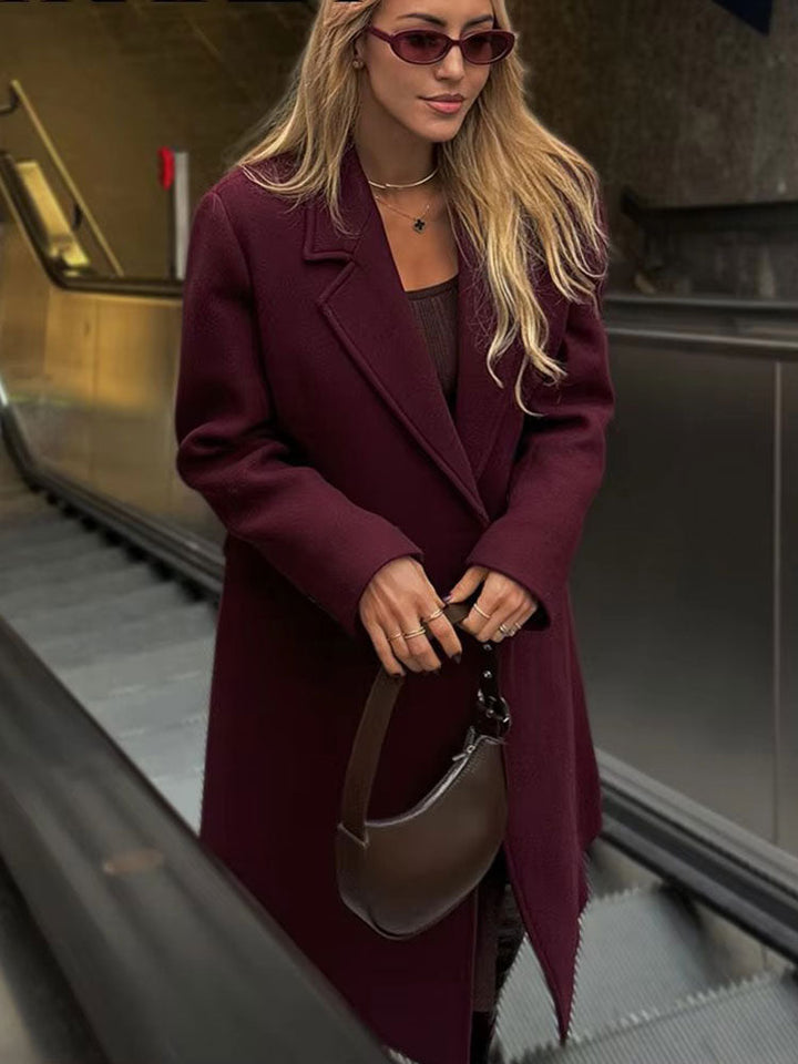 Isabel - Winter Burgundy Woolen Coat