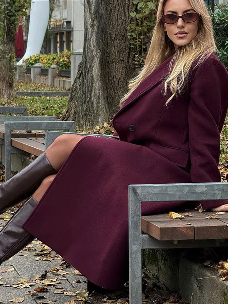 Isabel - Winter Burgundy Woolen Coat
