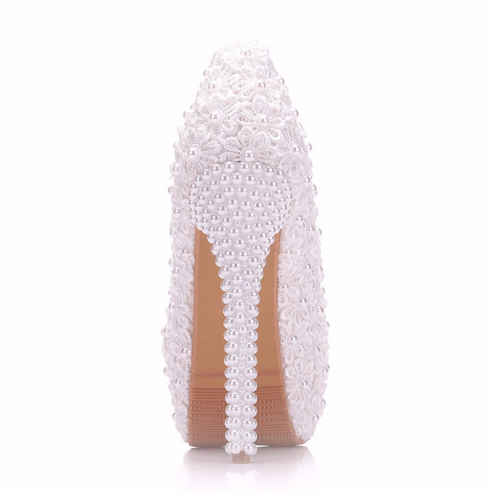Yade lace pearl heels