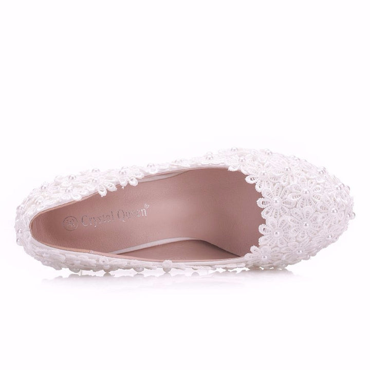 Yade lace pearl heels